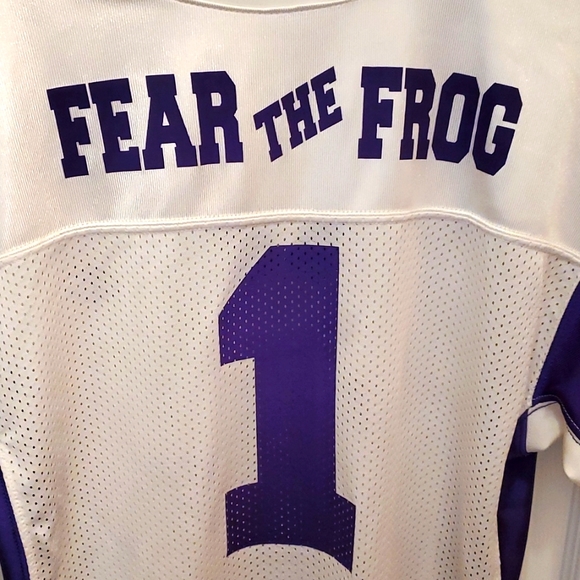 TCU #1 Fear the Frog White with Purple Jersey Rawlings Youth XL - Picture 3 of 4